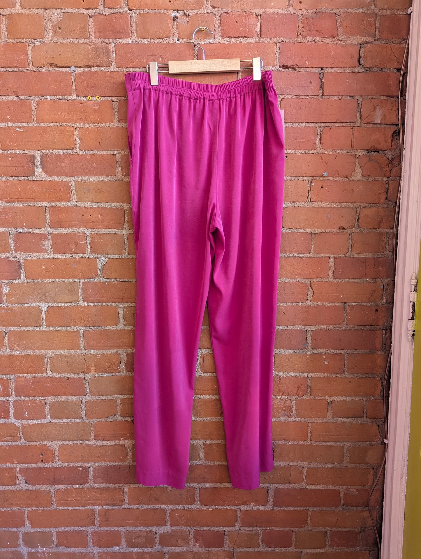 1980s Lily Silk Fuchsia Pink High-Rise Silk Pants