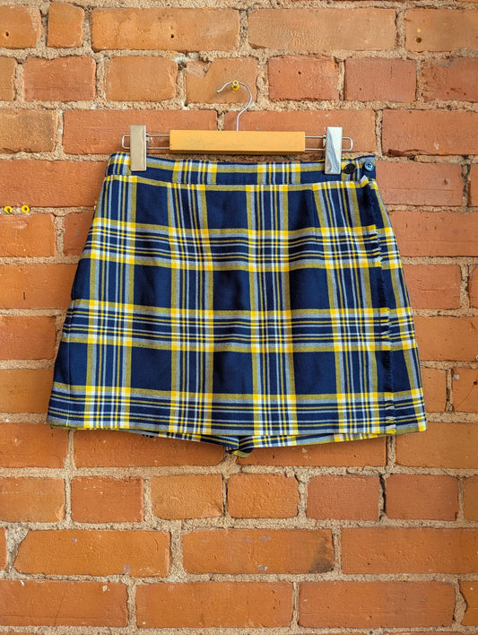1990s Blue, Yellow and White Tartan Skort