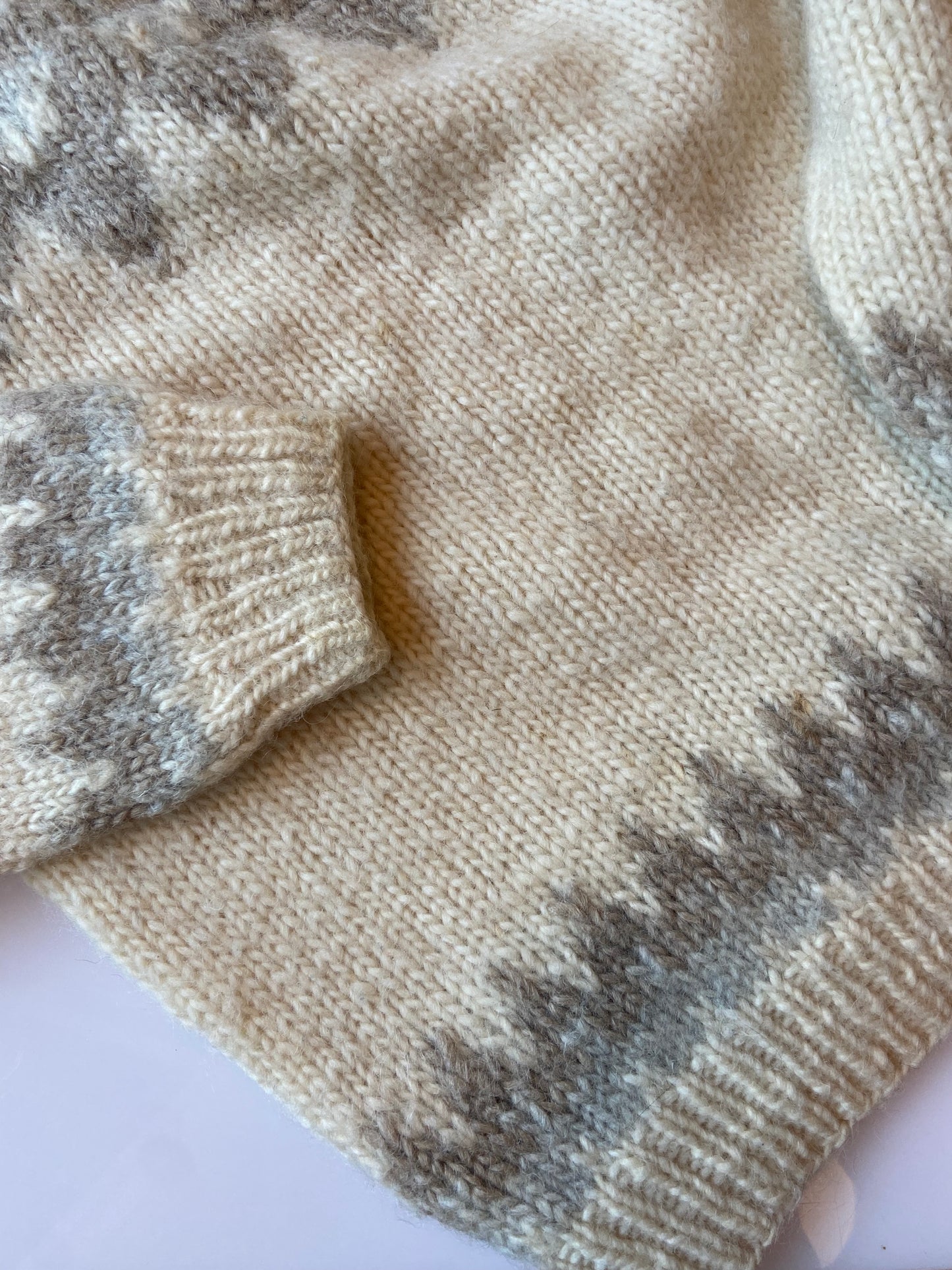 Neutral Hand Knit Fair Isle Sweater