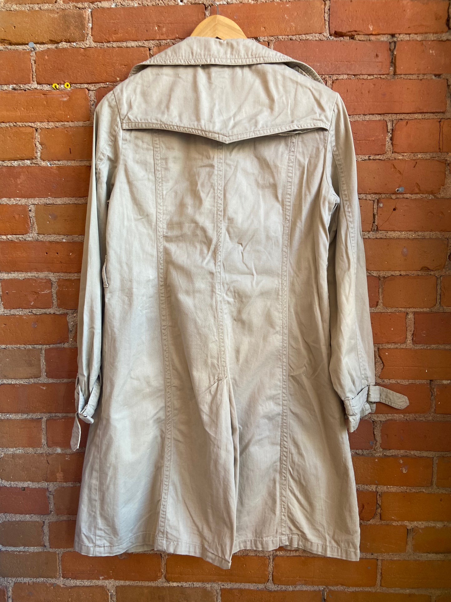 Y2K Seduction Tan Double-Breasted Longline Trenchcoat