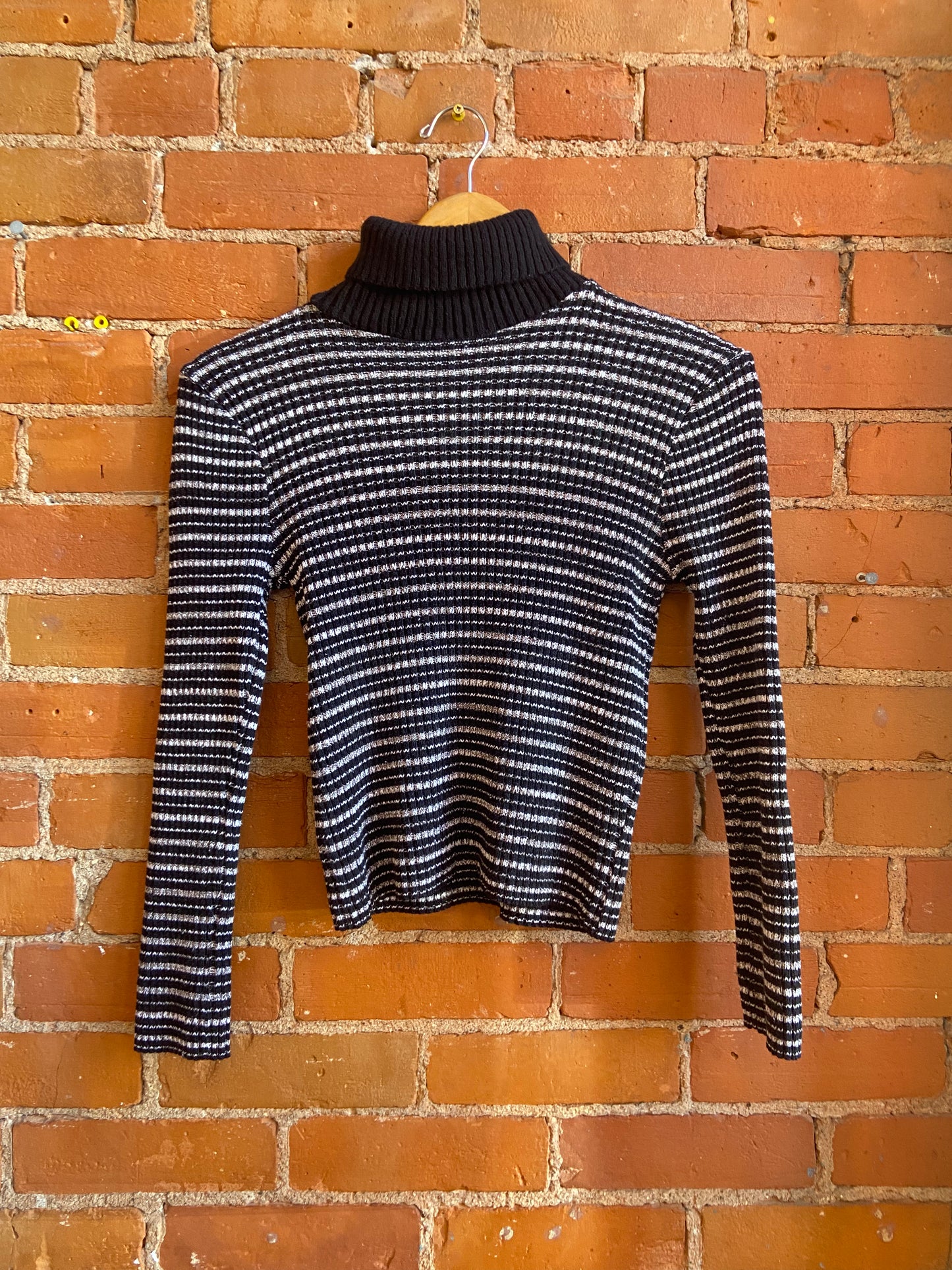 1990s 725 Originals Black and White Striped Turtleneck Sweater