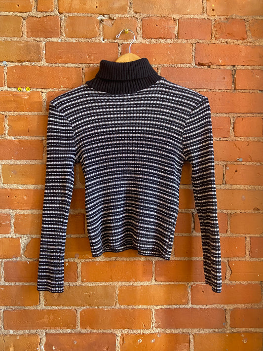 1990s 725 Originals Black and White Striped Turtleneck Sweater