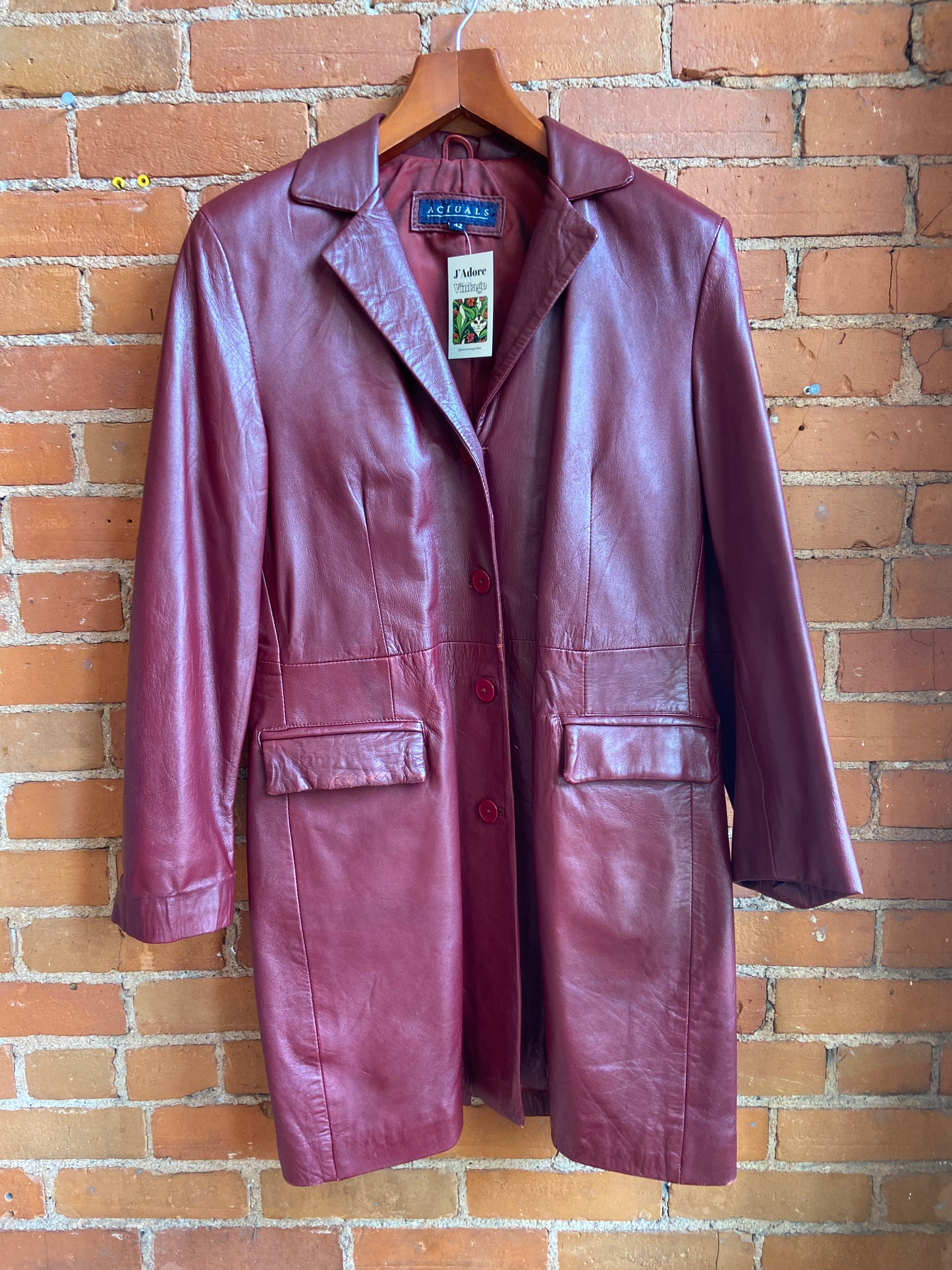Maroon Leather Car Coat
