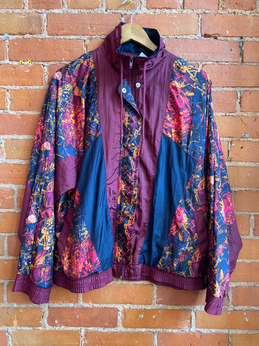 Pattern Wind Breaker Maroon