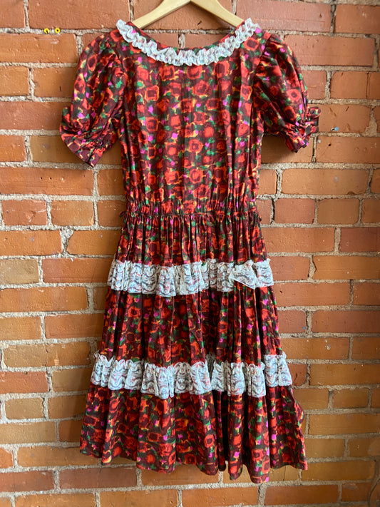 70's Floral Prairie Dress