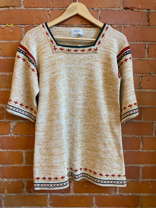 Caramel Bell-Sleeve Knit Sweater