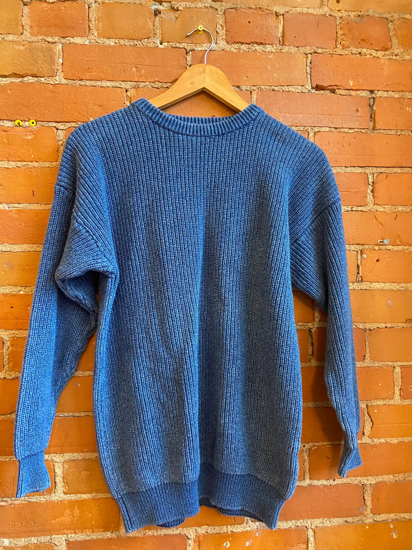 90's Heathered Blue Ribbed Cotton Sweater
