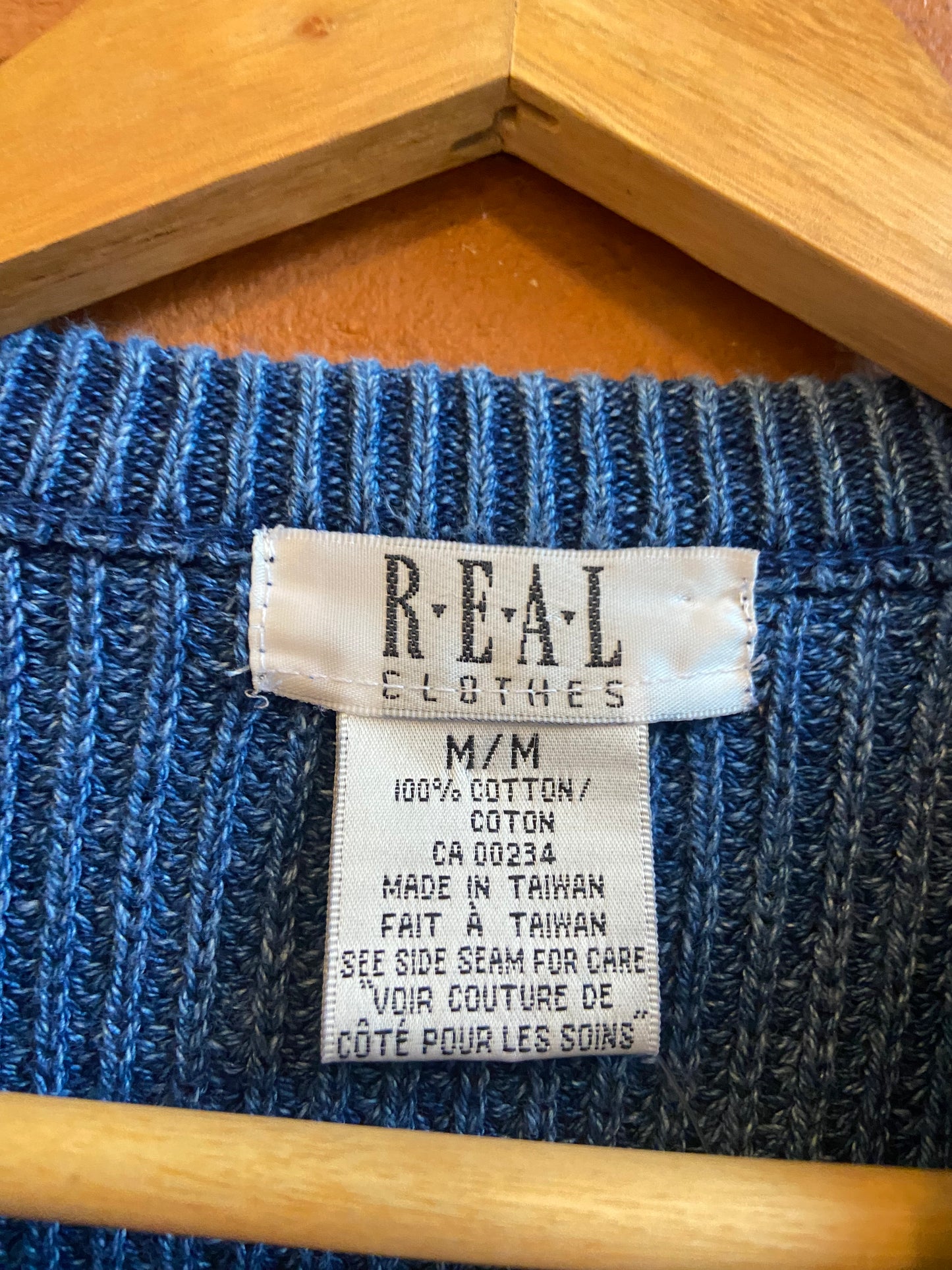 90's Heathered Blue Ribbed Cotton Sweater