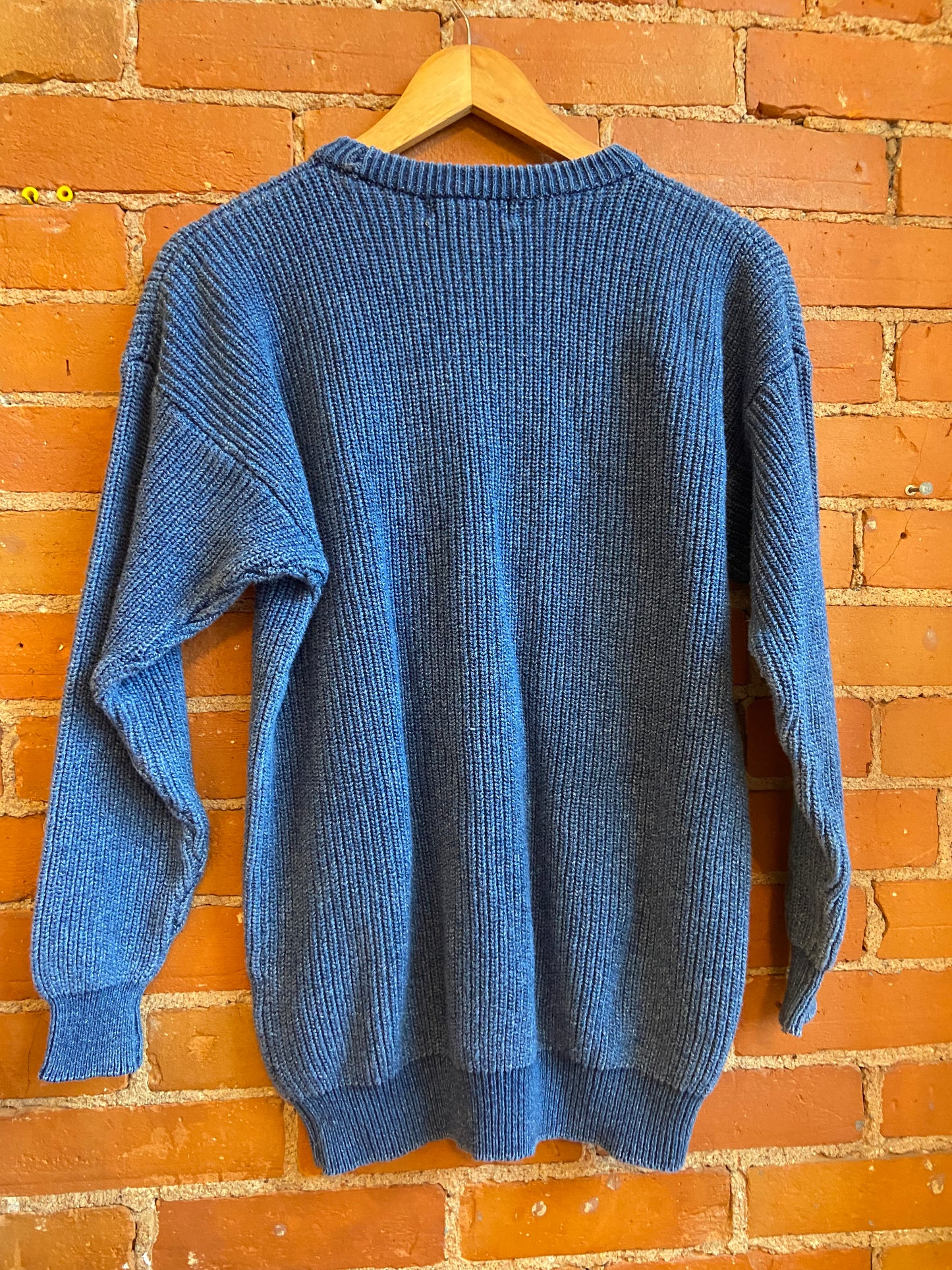 90's Heathered Blue Ribbed Cotton Sweater