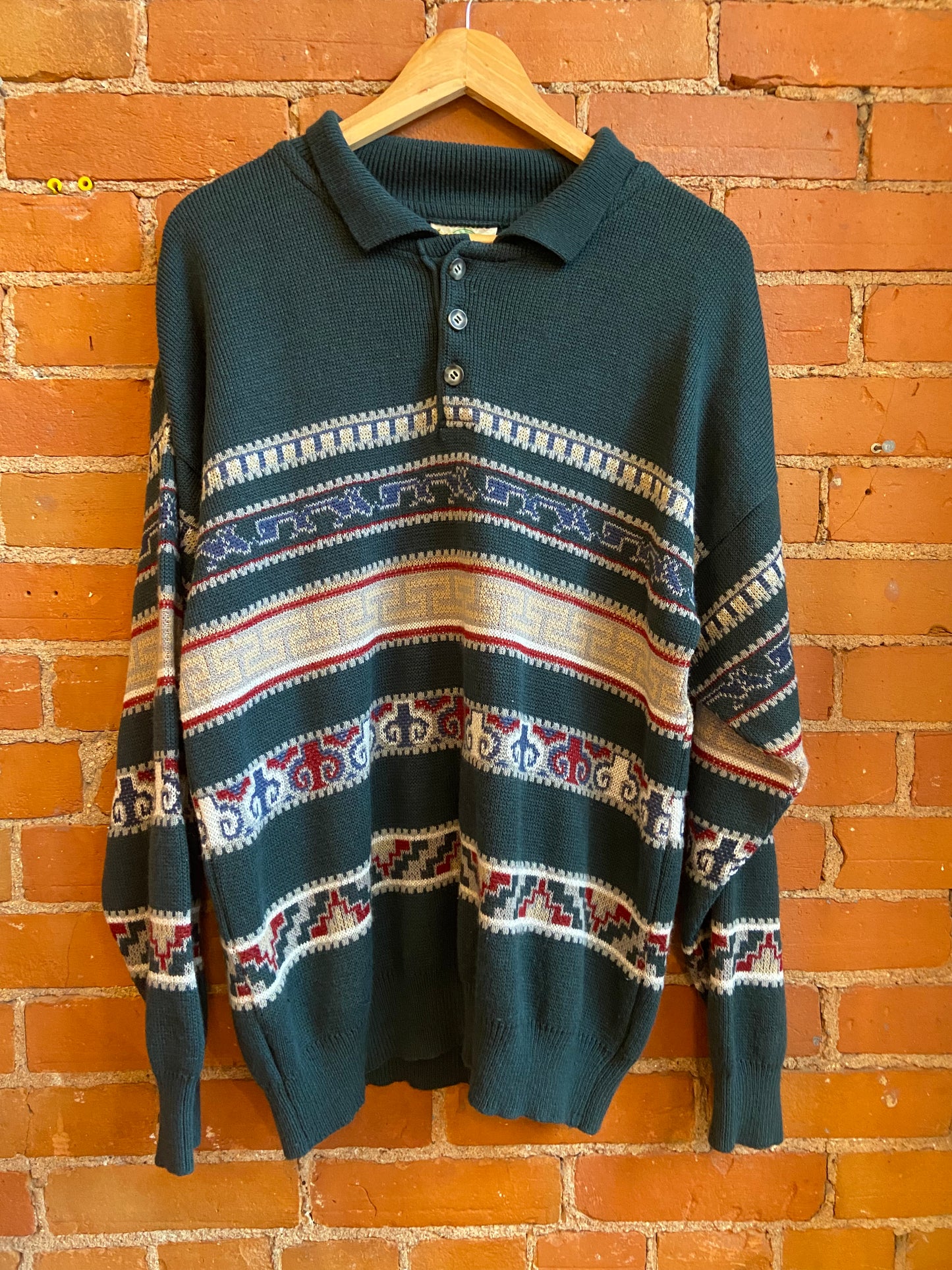 Forest Green Collared Acrylic Sweater