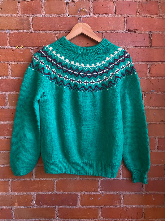 Handmade Knit Green Sweater