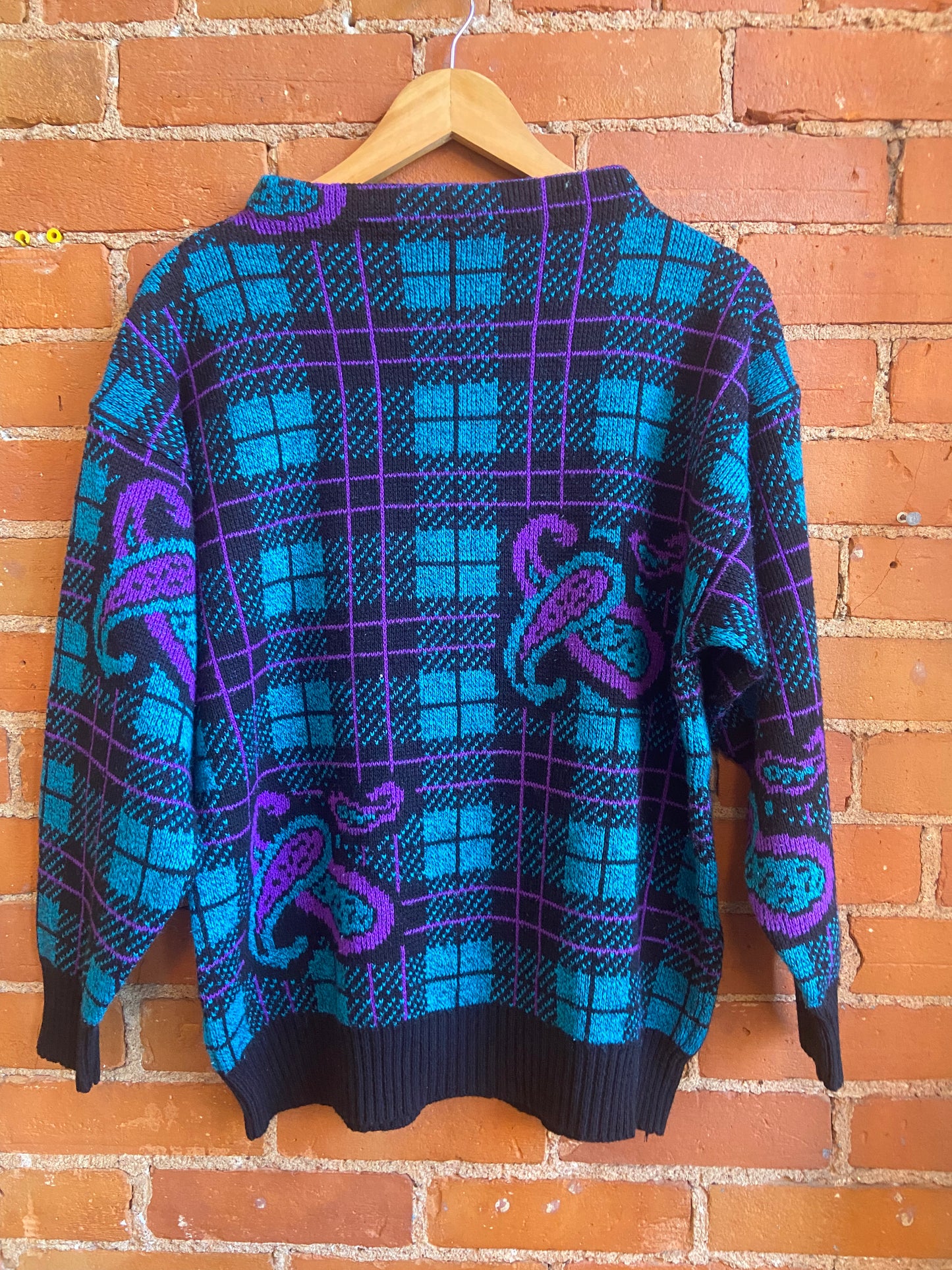 Colourful Plaid Turtle Neck Sweater