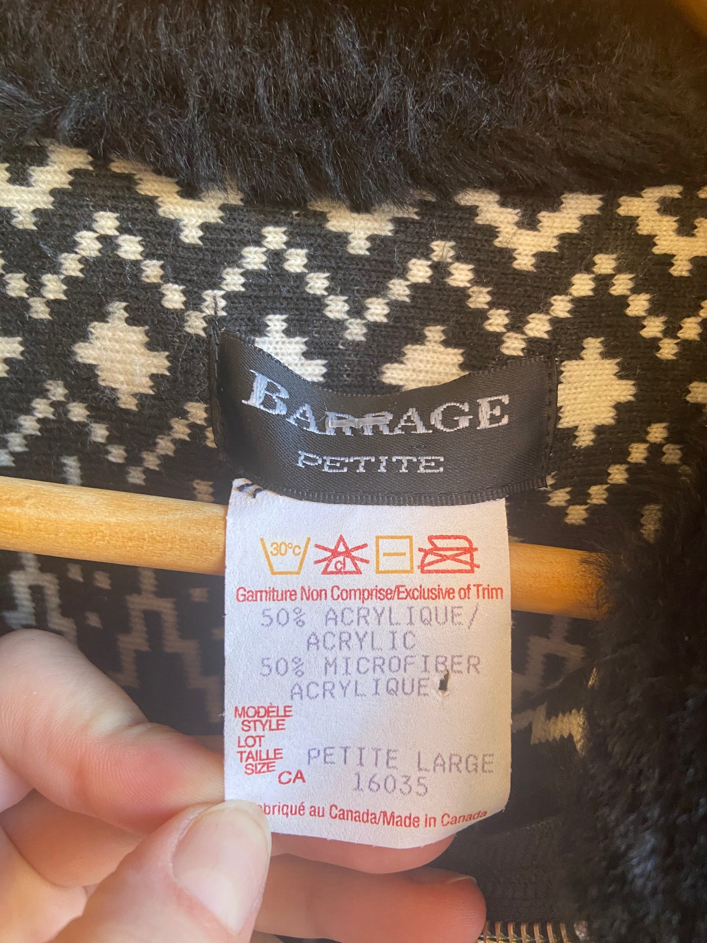 Black Snowflake Zip up Sweater