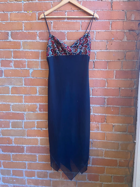 90’s Black Sparkly Print Dress