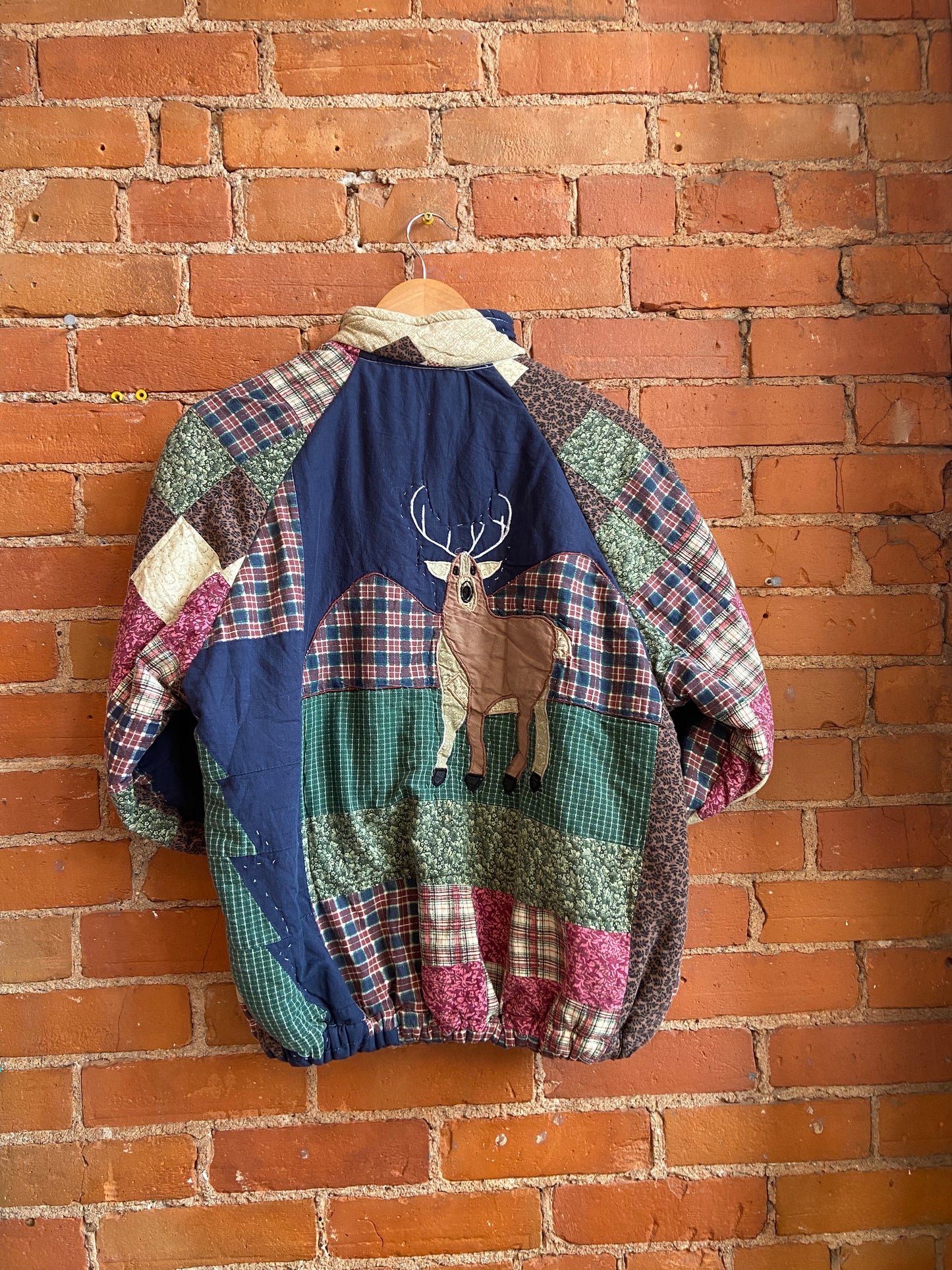 Handmade Vintage Quilt Jacket with Deer