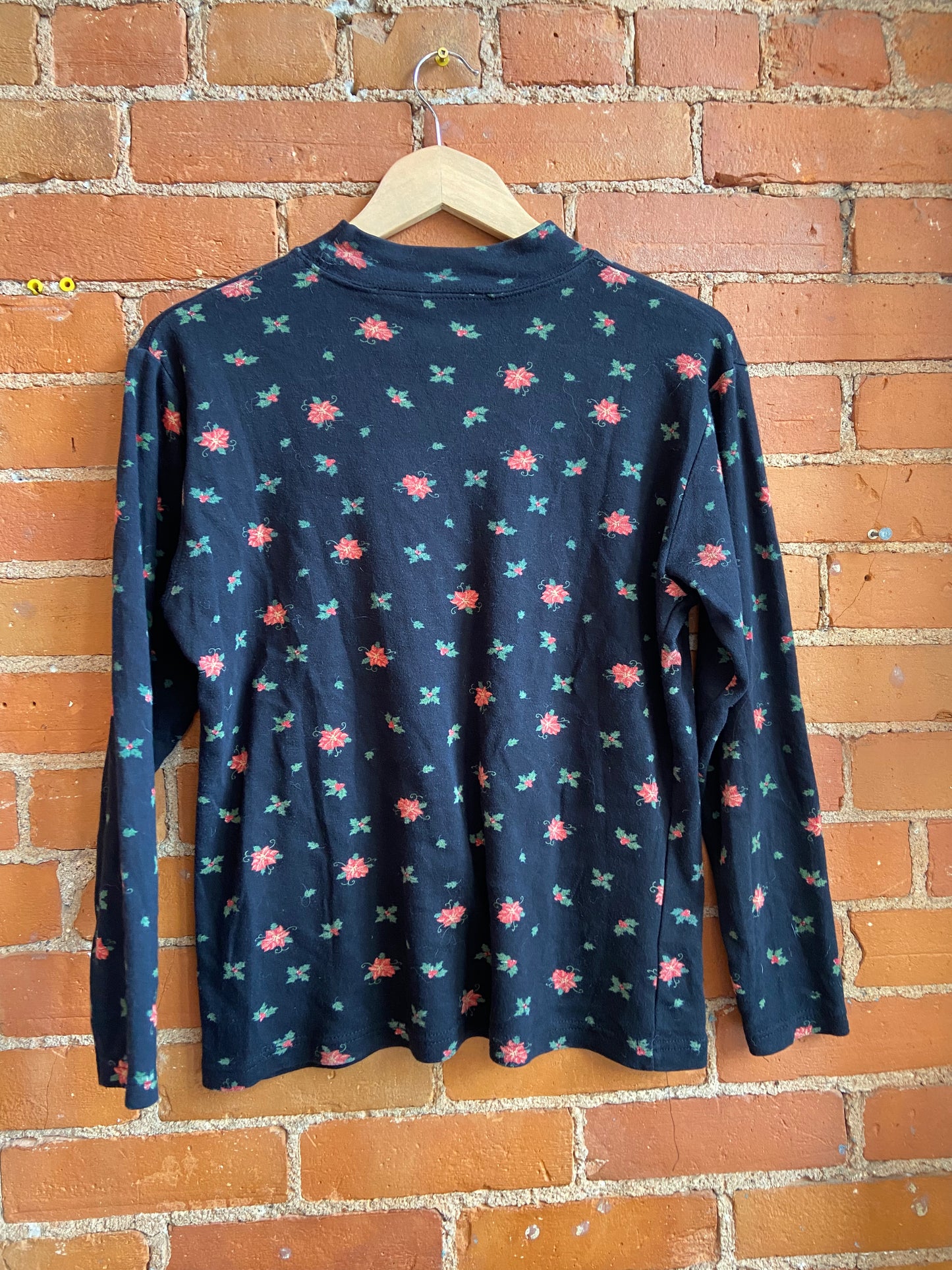 Black Mistletoe Mock Neck Top