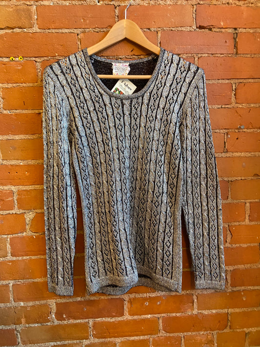 Sliver Metallic Scoop Neck Knit