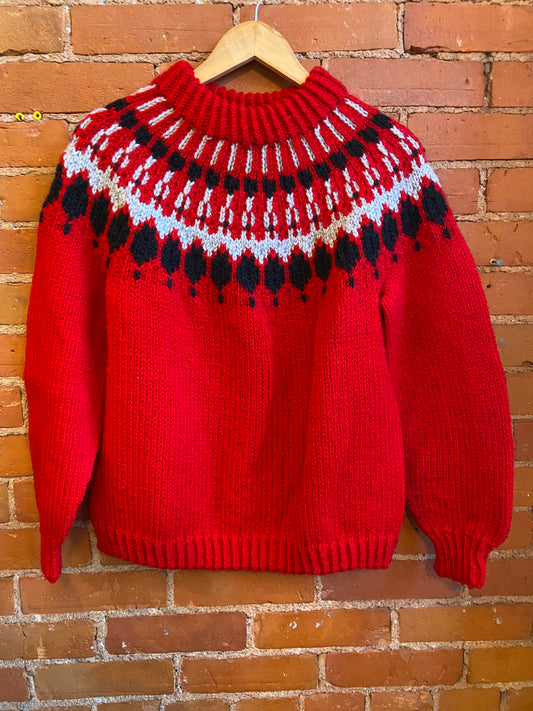 Granny Homemade Skating  Pullover  Red/ Grey