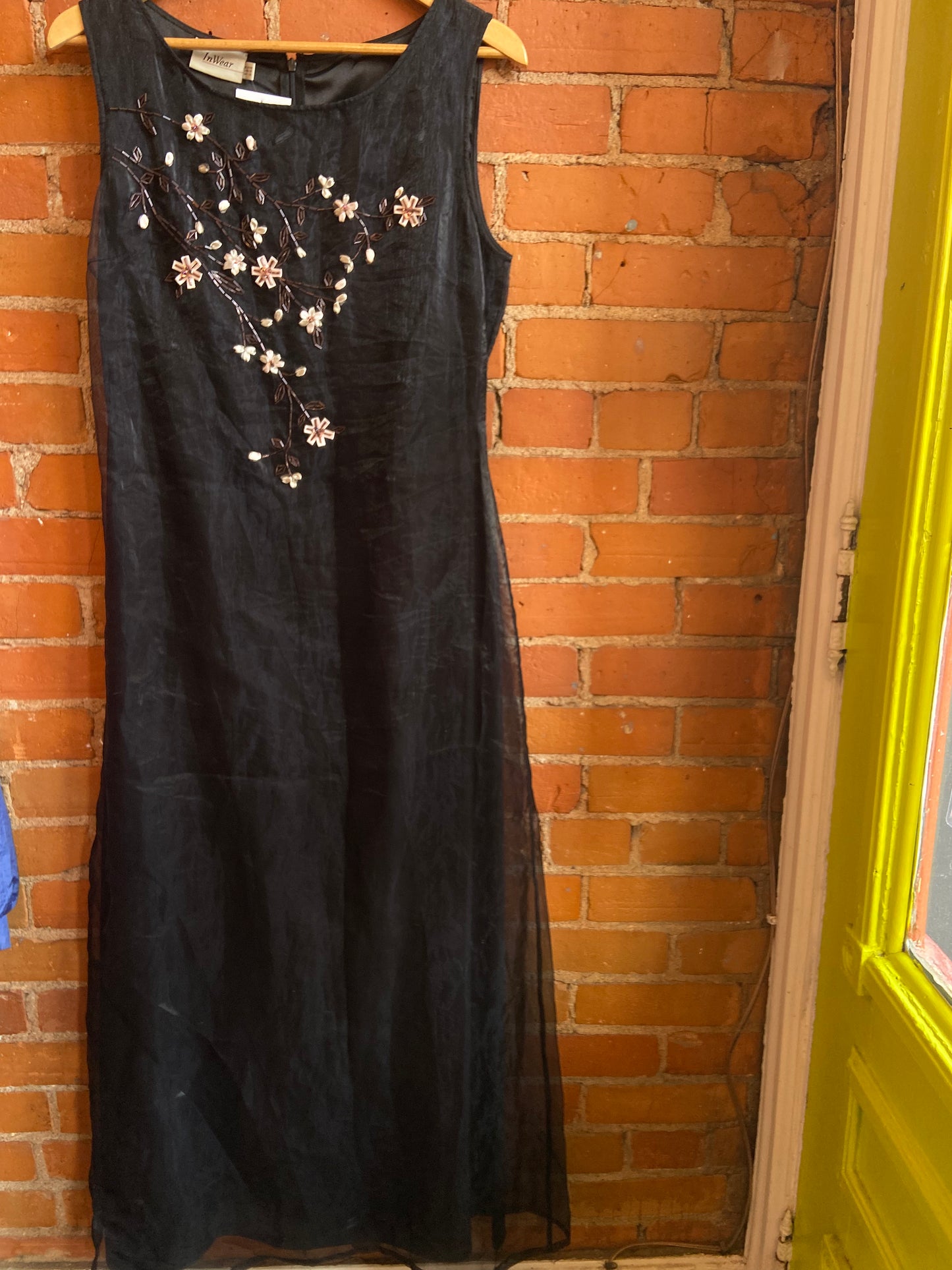 Black Dress with Beaded Florals on Front