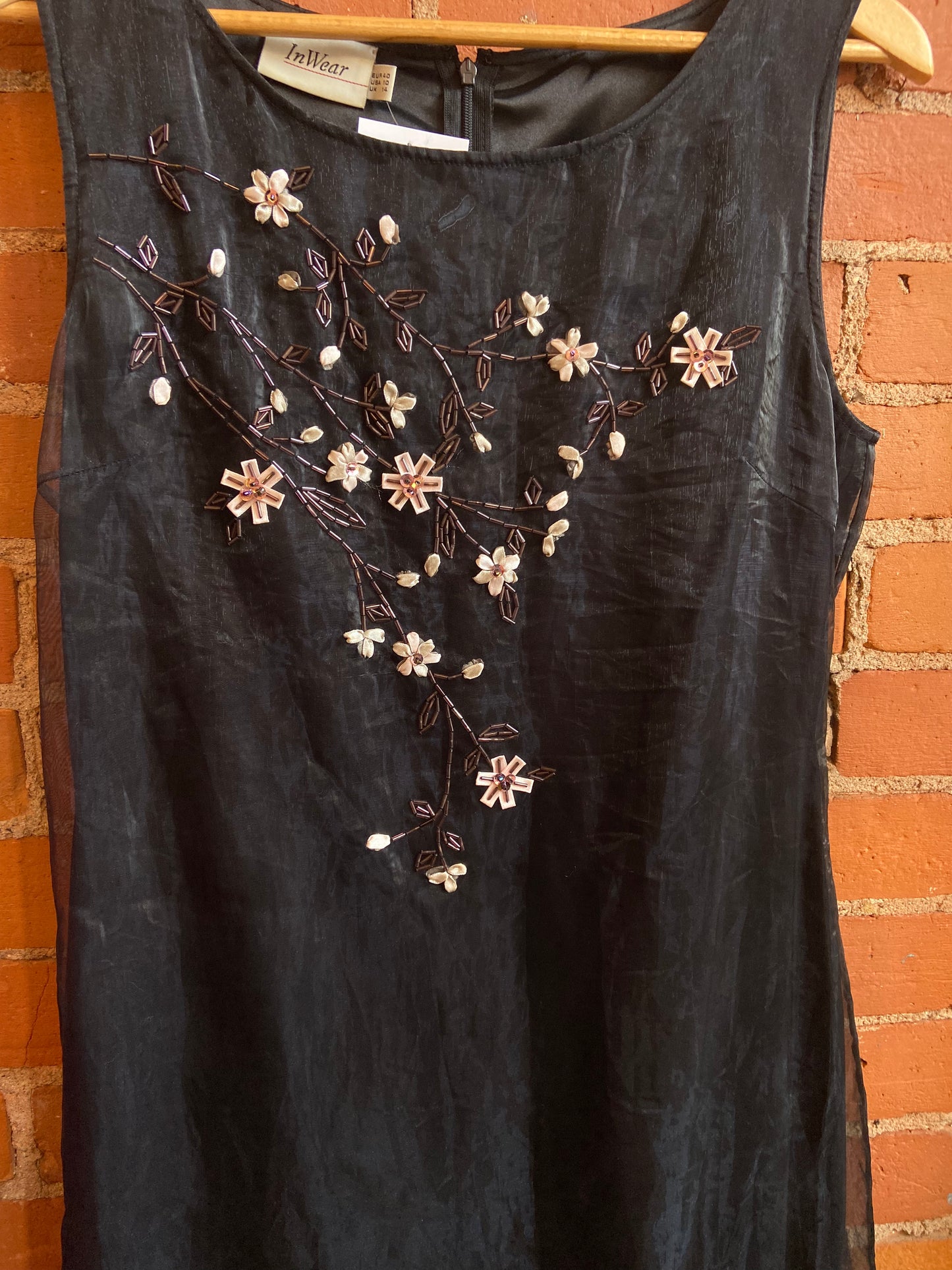 Black Dress with Beaded Florals on Front