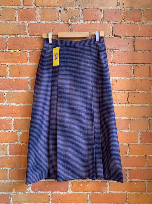 1970s Herringbone Wool Midi Skirt