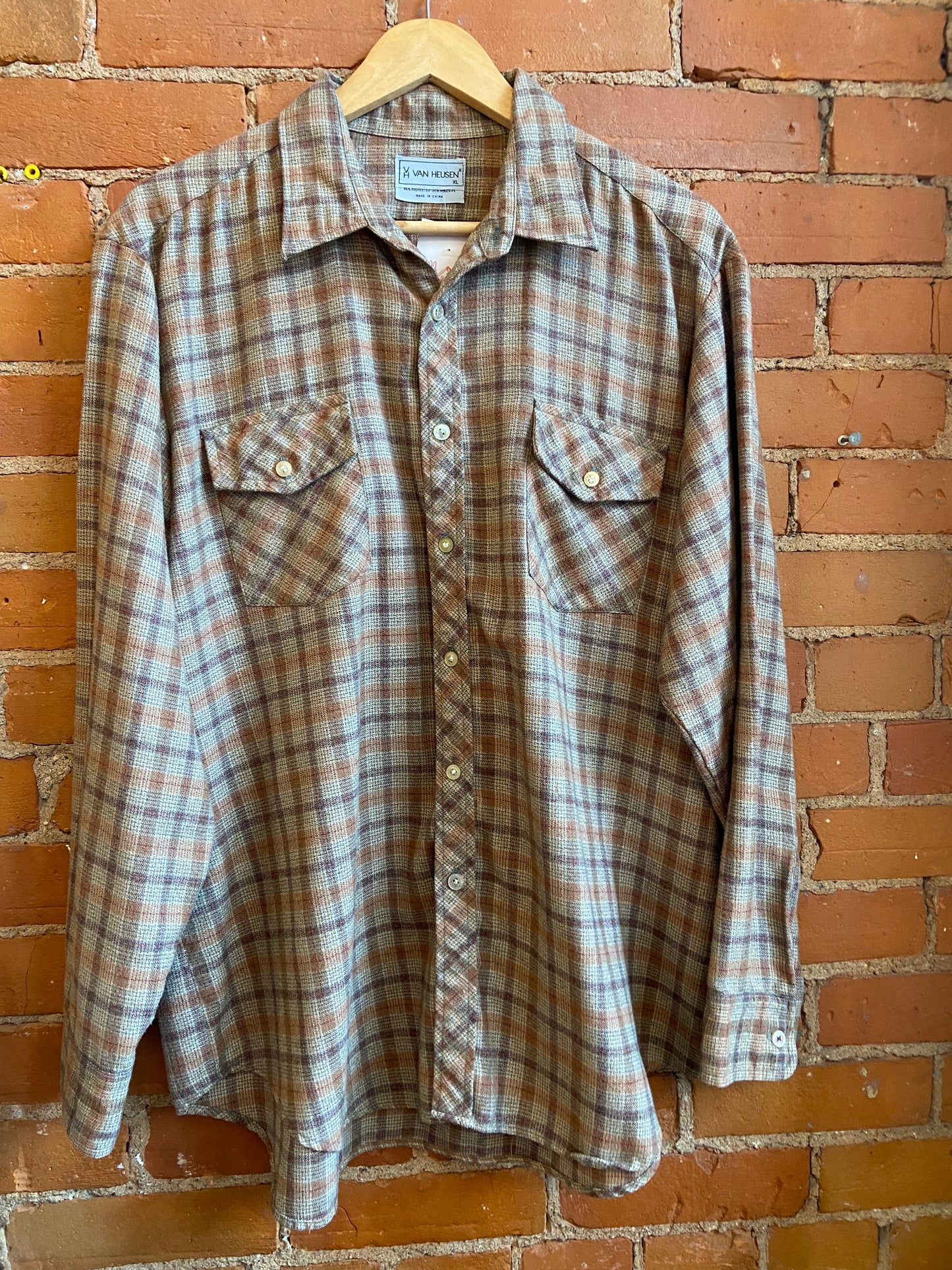 Light Brown Plaid Button-Up