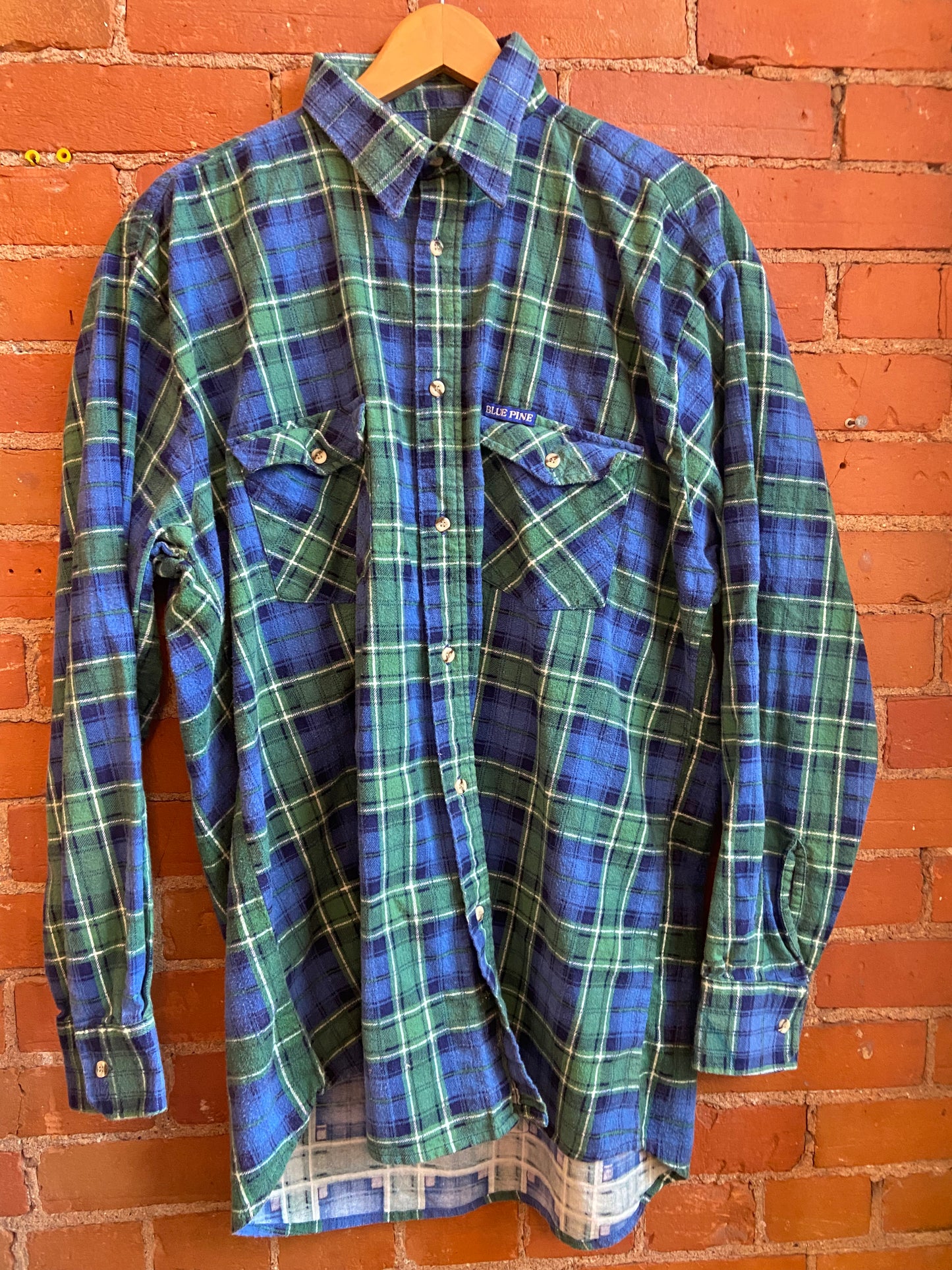 Blue & Green Plaid Flannel Button-Up