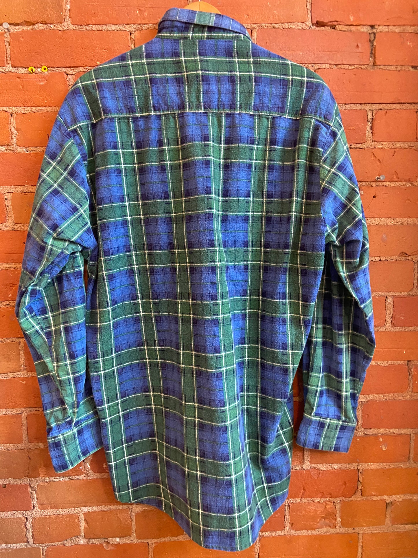 Blue & Green Plaid Flannel Button-Up