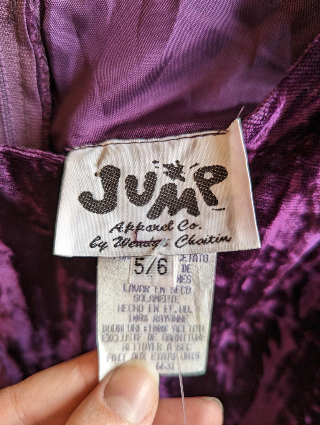 1990s Jump Aparel Co Dark Purple Velvet Dress