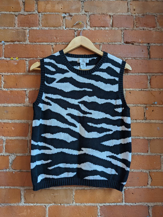 1990s Jones New York Zebra Print Sweater Vest