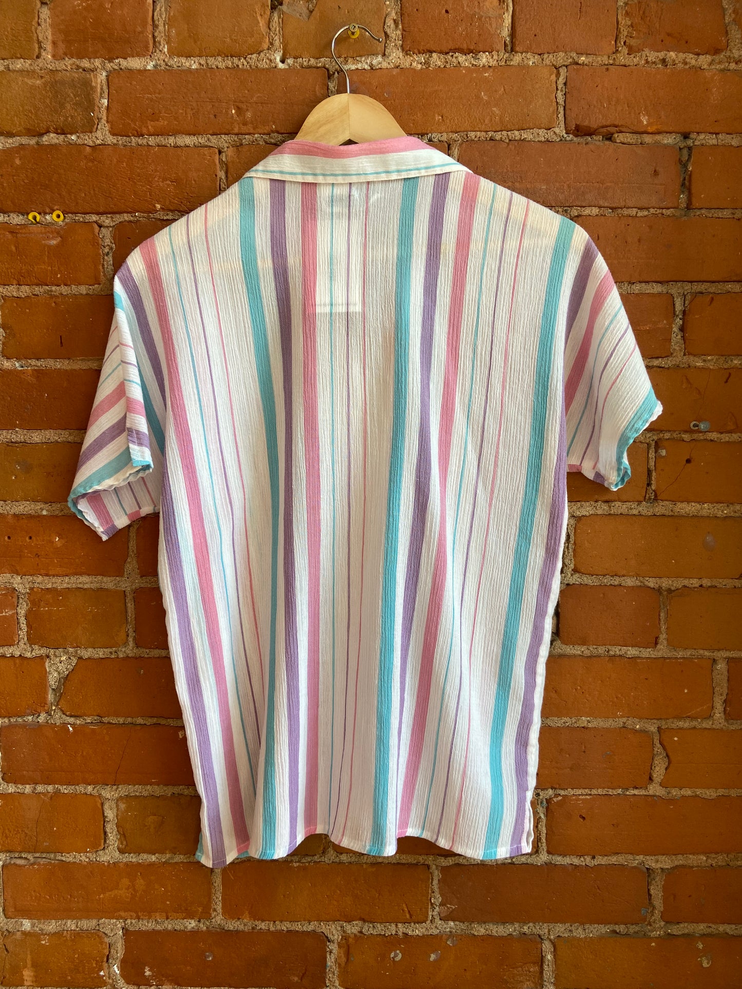 70’s Short Sleeve Top with Colorful Stripes