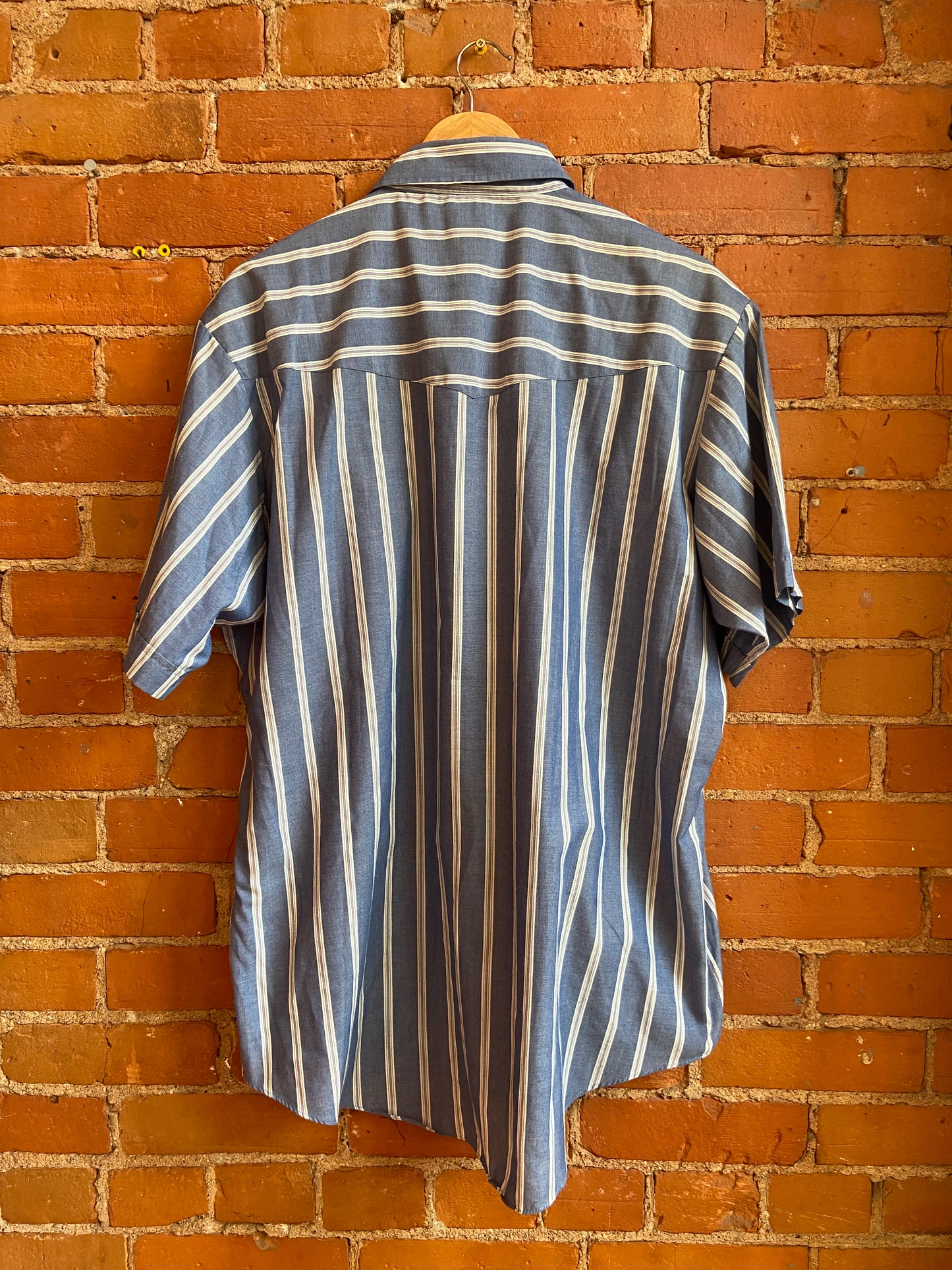 Blue Striped Pearl-Snap Short-Sleeve Western