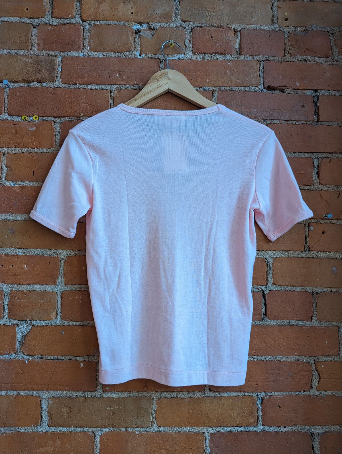 1970s Tangerine Baby Pink Single Stitch Ringer Tee