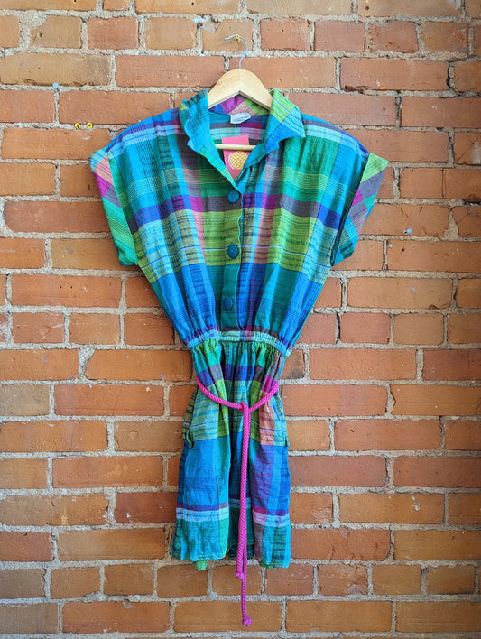 1980s Dotti Plaid Romper