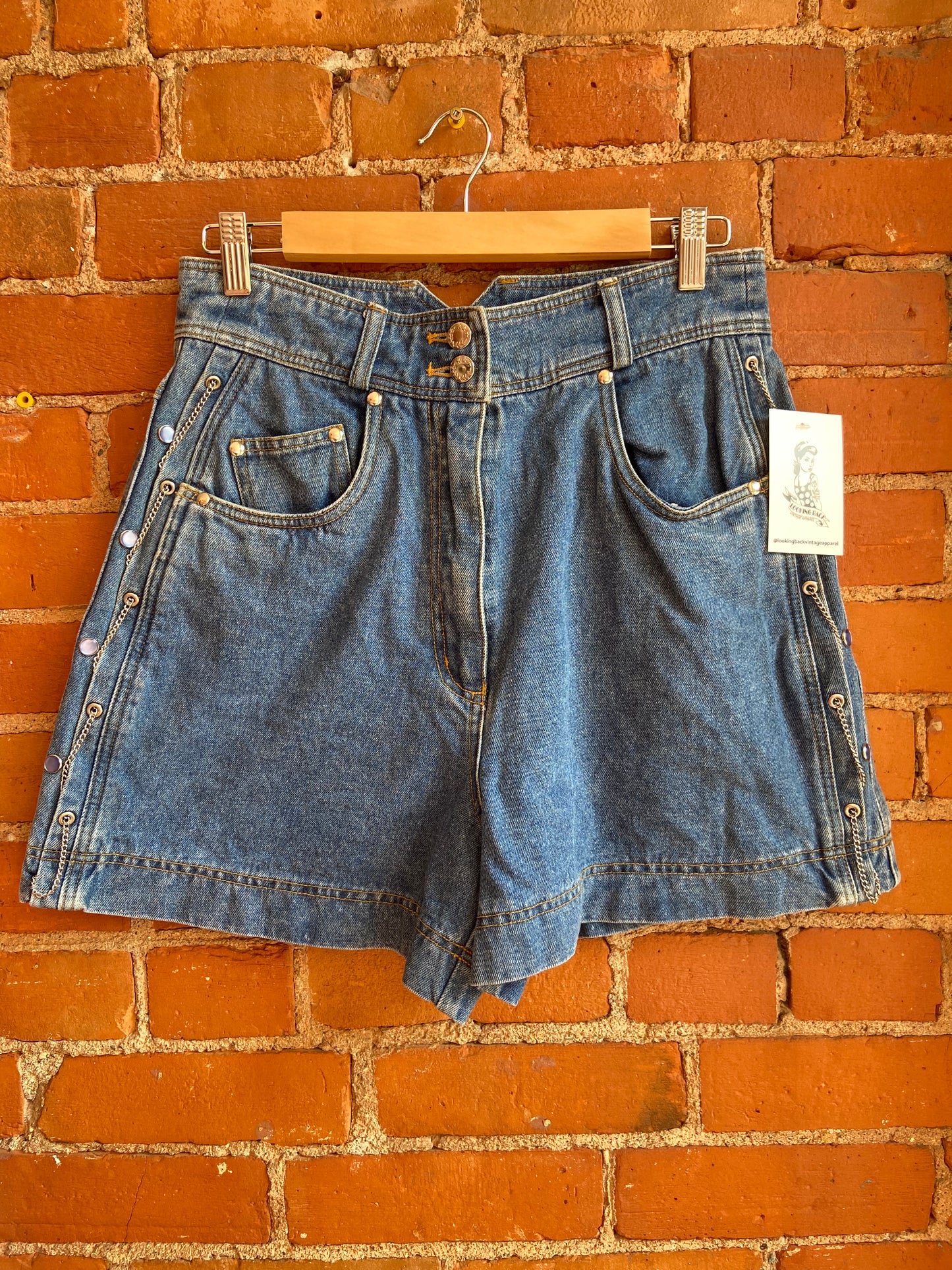 80’s High Waisted Denim Shorts with Chainlinks