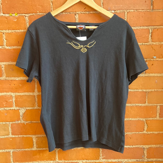 Harley Davison Black Tee with Gold Logo