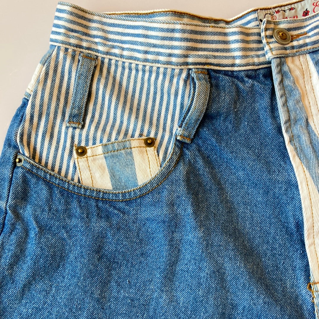 Striped Denim Shorts