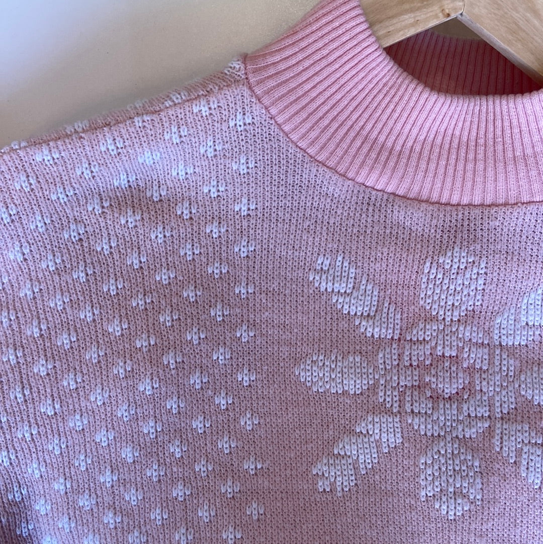 Grace 1980s Baby Pink Snowflake Sweater