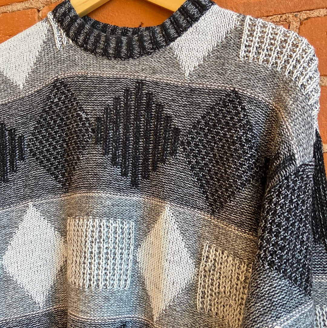Grey & Black Knit Dad Sweater
