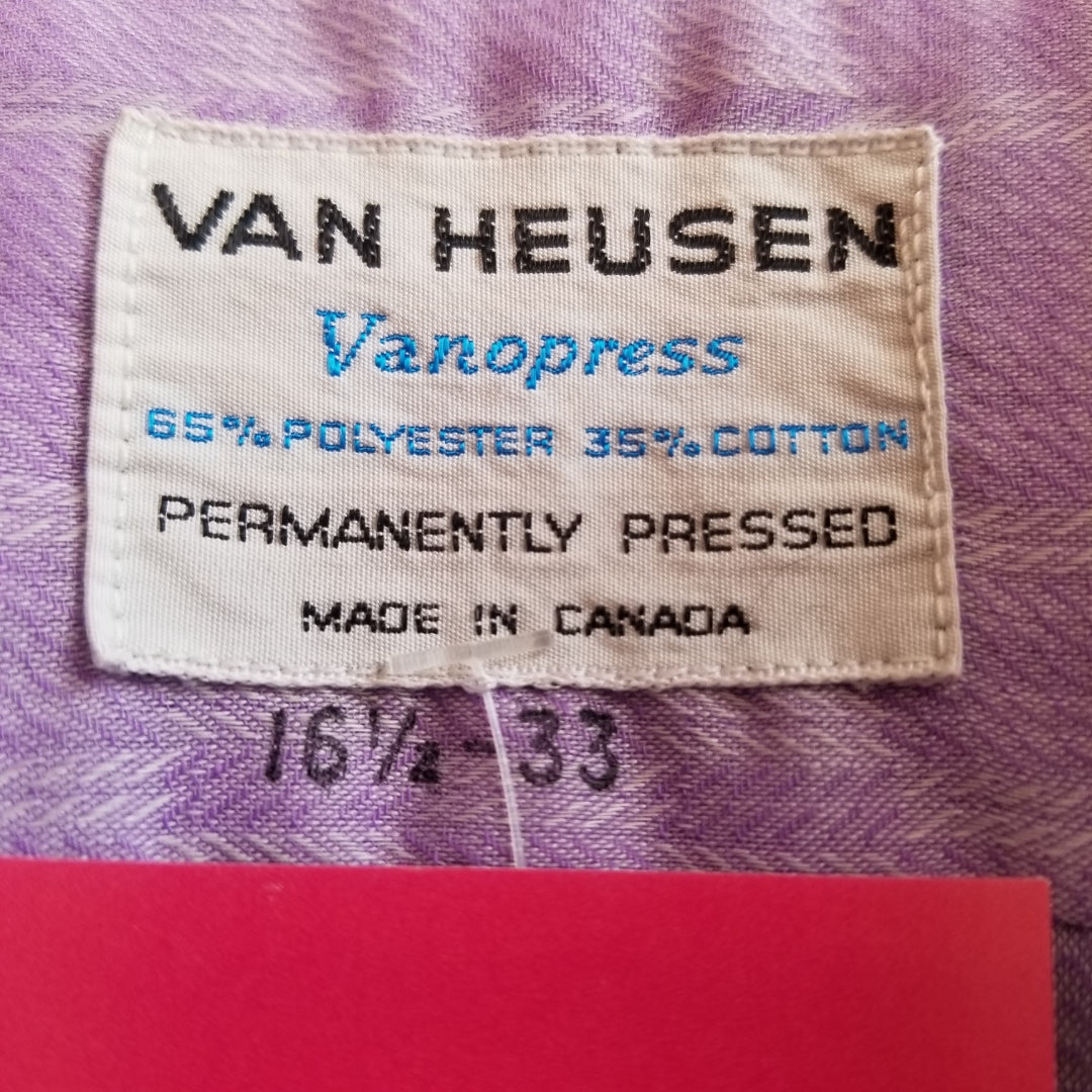1970s Van Heusen Purple Button Down Shirt With Dagger Collar