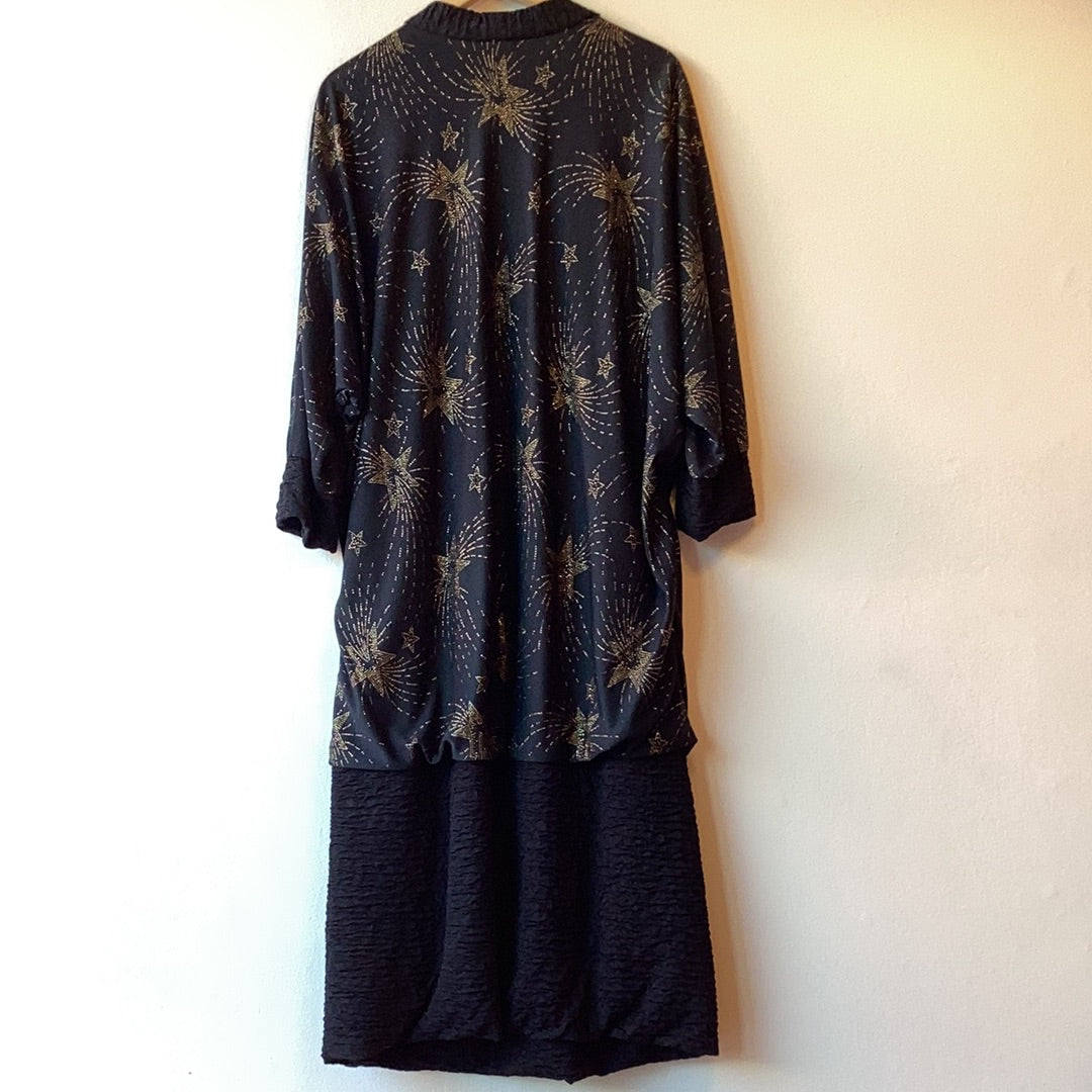 Black Long Sleeve Sparkle Star Dress