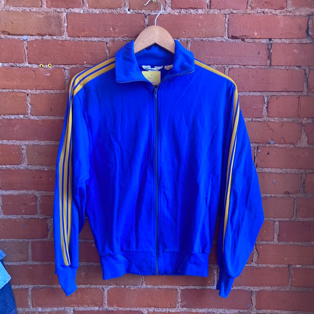 1980s Adidas Blue and Mustard Zip Sweater