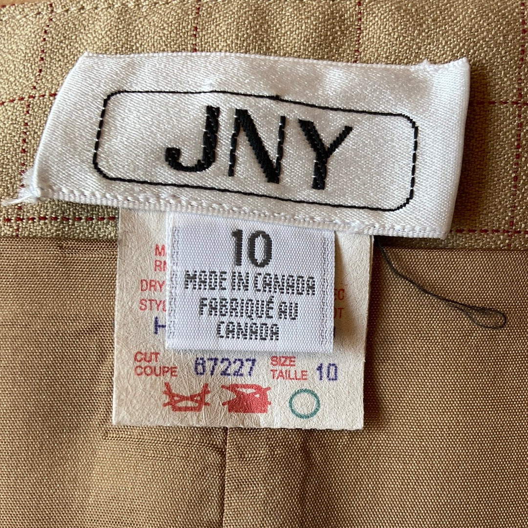 1990s JNY Tan Grid Print Skirt