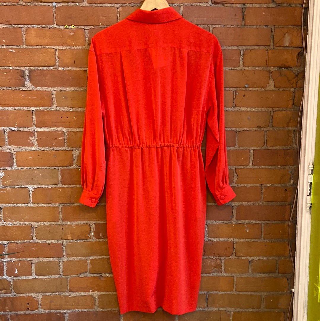 Red Hot Button-Up Midi Dress