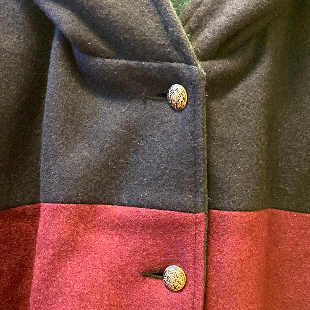 1980s Ellabee Les Modes Colourblock Hooded Coat