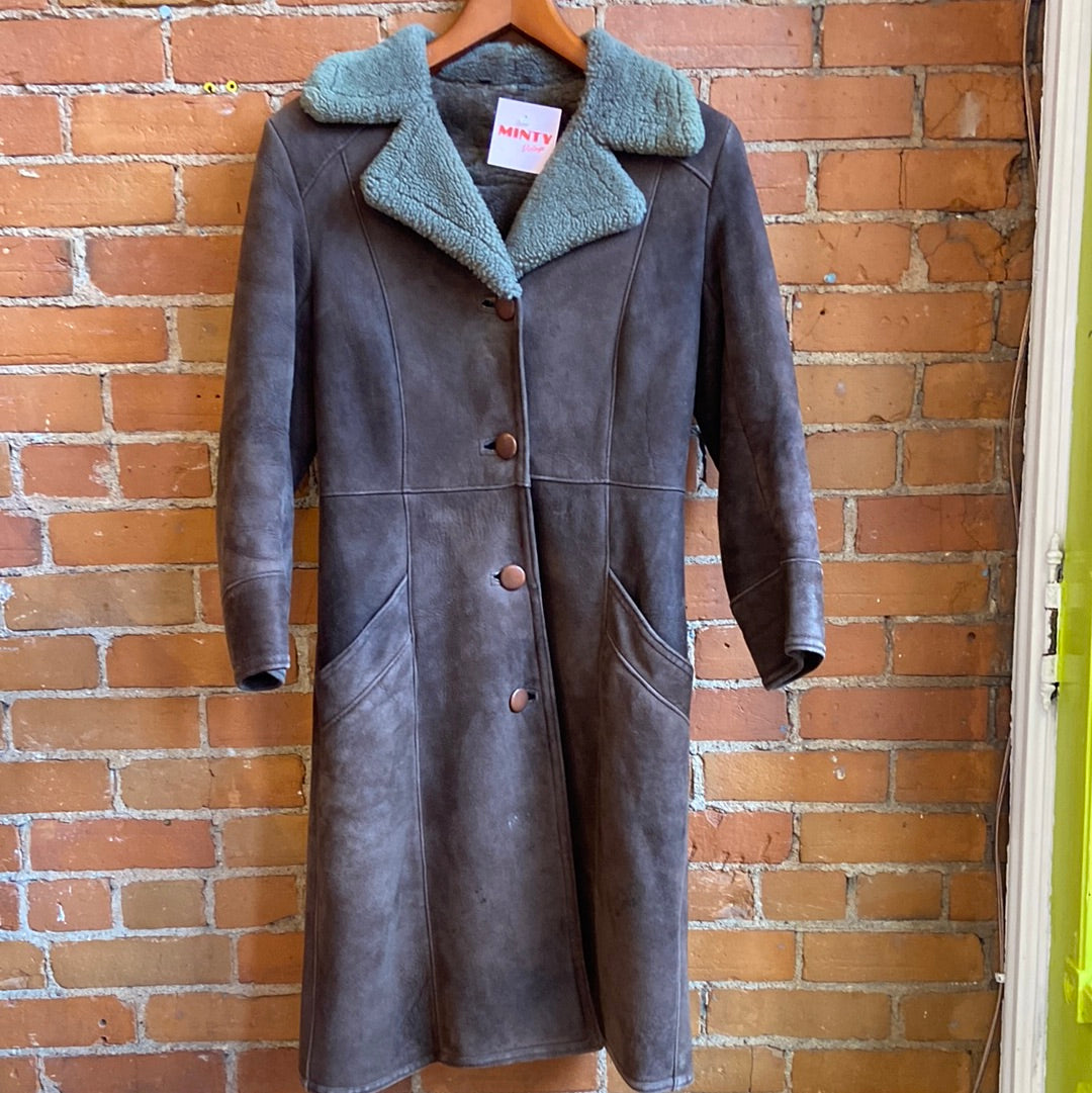 Long Brown Glastonbury Shearling Coat