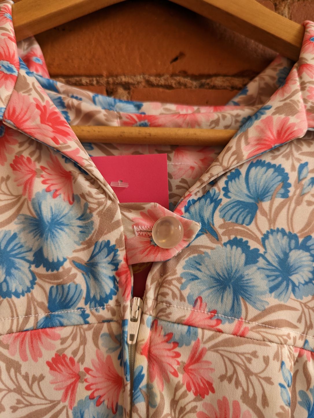 1960s Blue and Pink Floral Lounge Top