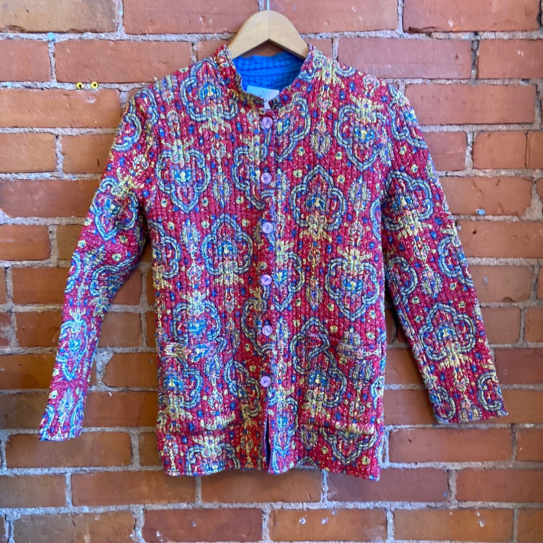 Paisley Printed Reversible Quilted Coat