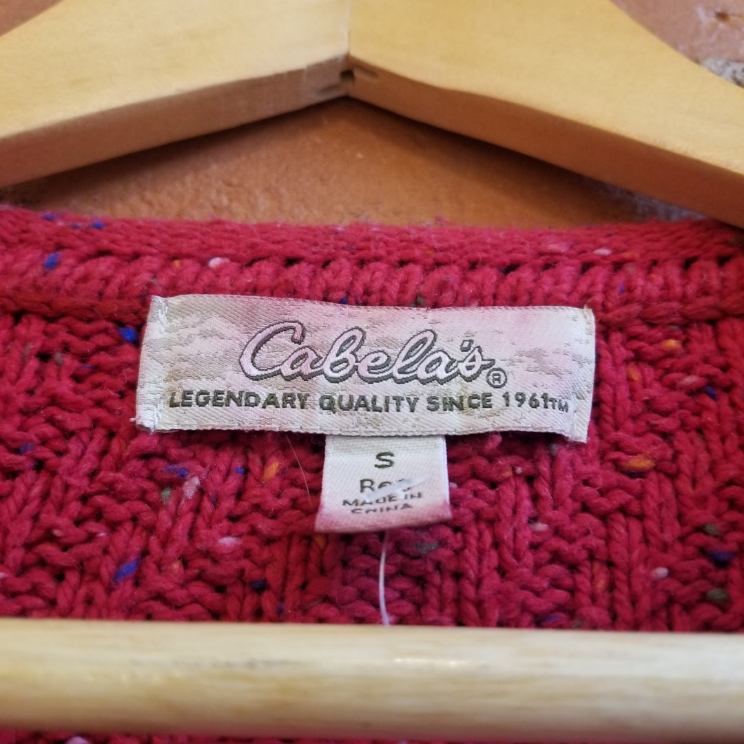 1990s Cabela's Speckle Knit Red Cardigan