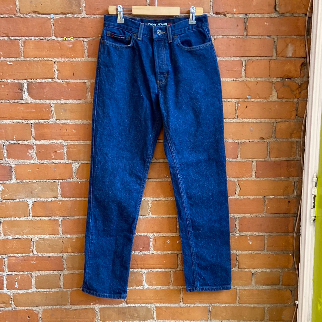 1990s DKNY Dark Wash Button Fly Jeans